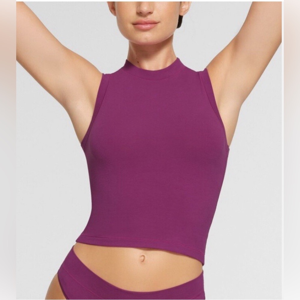 SKIMS Jersey Mock Neck Tank in “Lollipop”